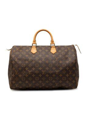 Louis Vuitton Monogram Speedy 40 Boston Bag Brown Leather